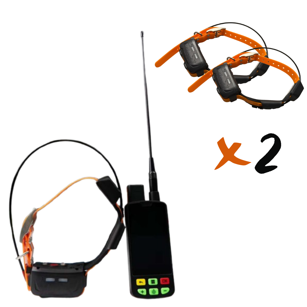 pack gps chasse – 1 télécommande tactile + 2 collier de repérage & dressage