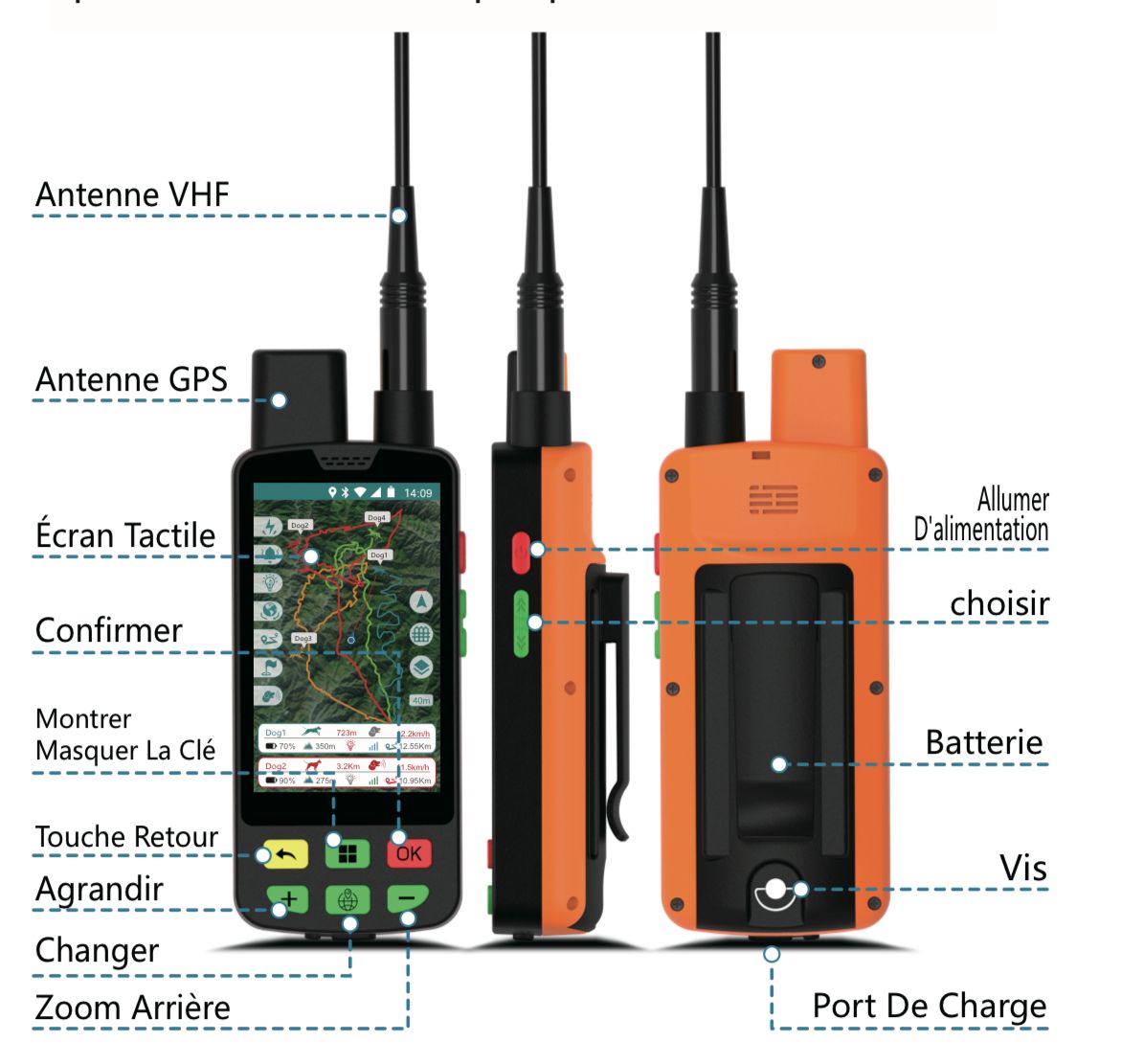 pack gps chasse – 1 télécommande tactile + 1 collier de repérage & dressage